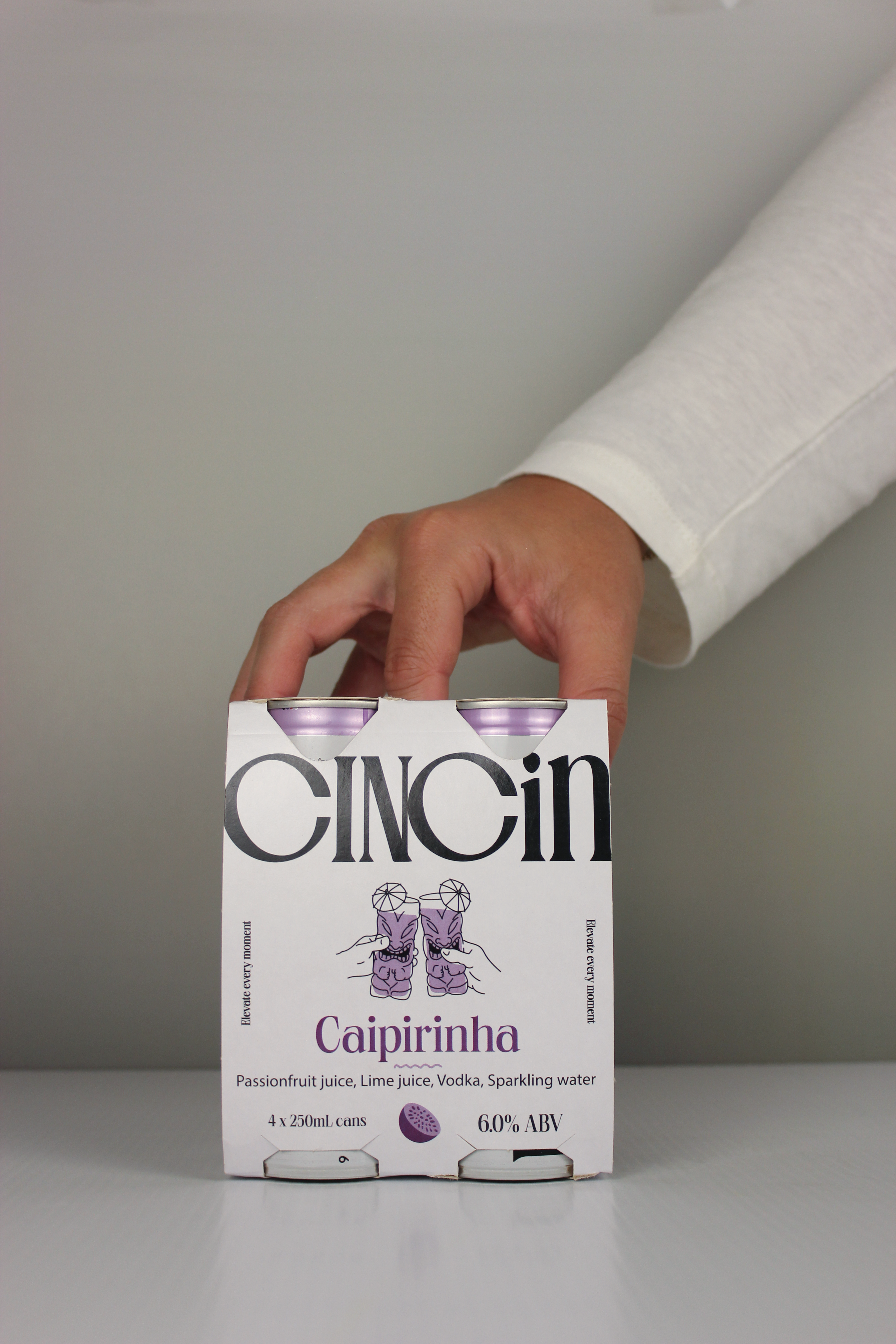 CINCiN Caipirinha premium passionfruit spritz cocktail in a slimline can