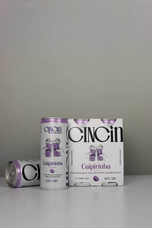 CINCiN Caipirinha premium passionfruit spritz cocktail in a slimline can